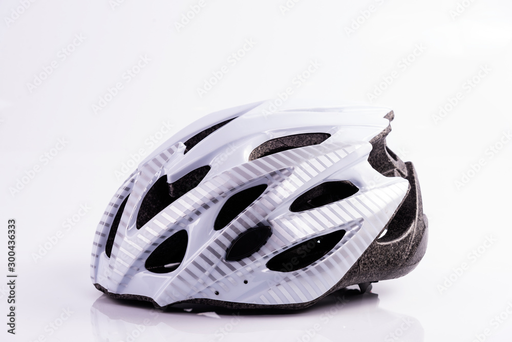 Children's protective white helmet on a white background Children's protective white helmet on a white background