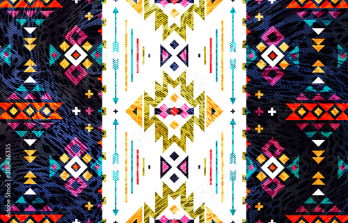 ethnic pattern with colorful paint texture