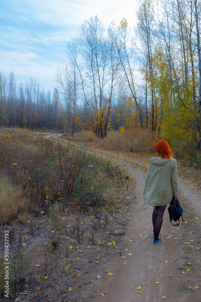 Fototapeta premium Full-length portrait of a girl on the outdoor