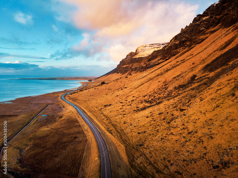 Stunning scenery of Icelandic road in Iceland