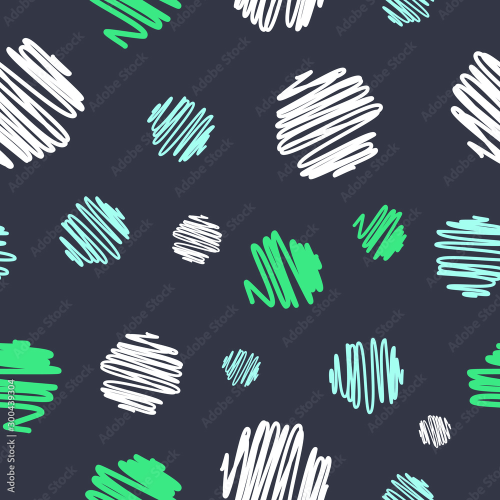 Seamless scribbled spheres repeat endless background pattern