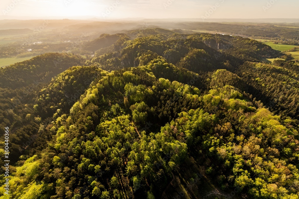 Prihrazske skaly in the Bohemian Paradise on aerial photo