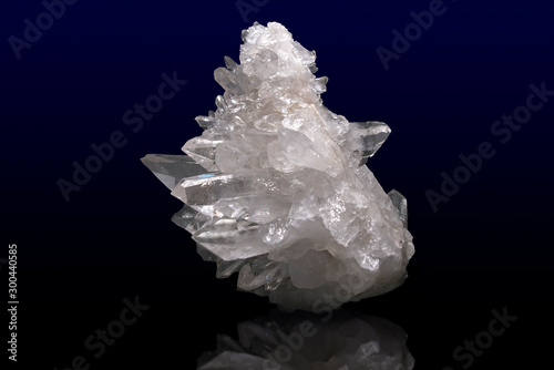 Quartz crystals, on the dark background - close up