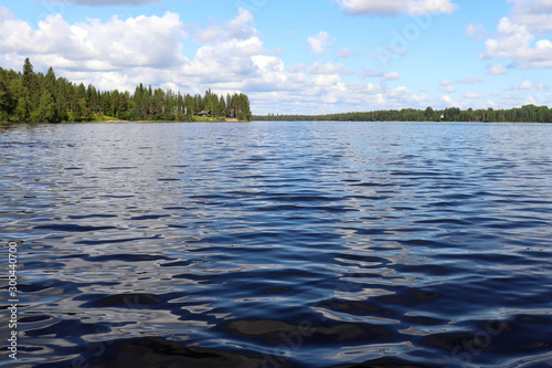 Shore and water at lake Ranuanjarvi in Finland