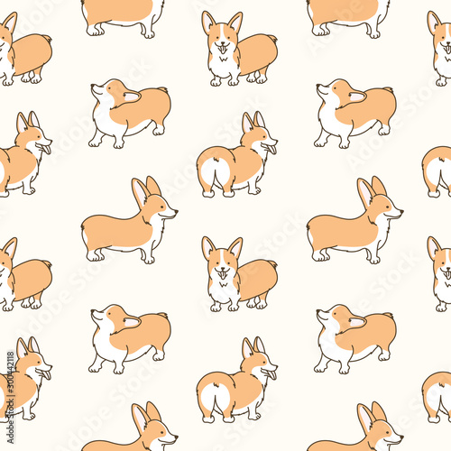 Cartoon pet dog animal doodle seamless pattern