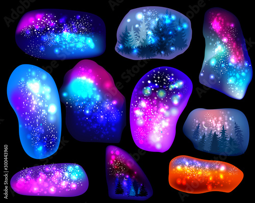 Abstract shapes with space galaxy and stars