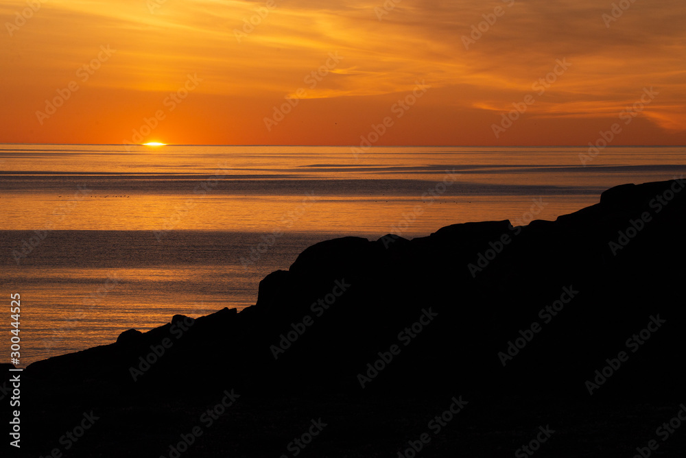 orange sunset over the hudson bay