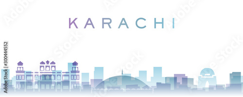 Karachi Transparent Layers Gradient Landmarks Skyline