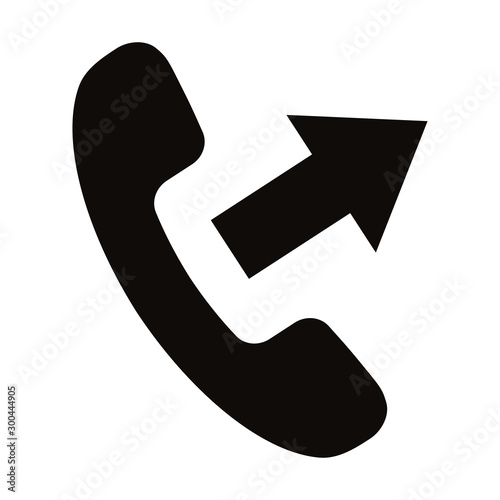 Simple black outgoing call symbol isolated on white background