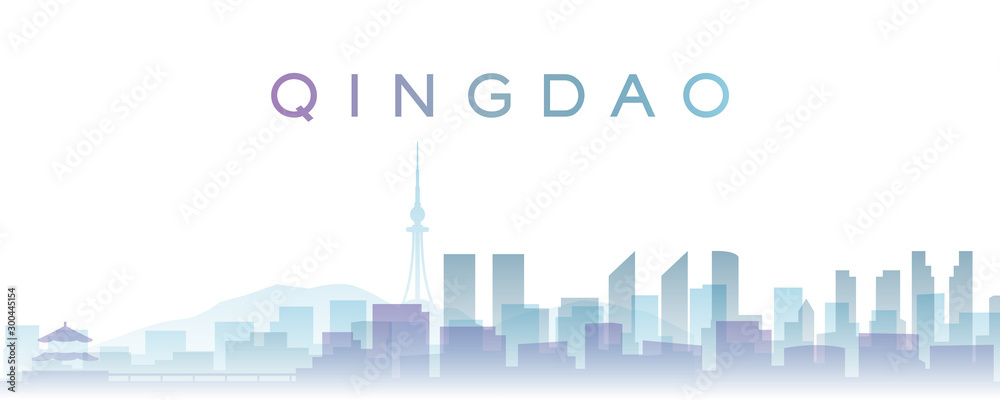 Qingdao Transparent Layers Gradient Landmarks Skyline