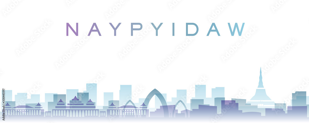 Naypyidaw Transparent Layers Gradient Landmarks Skyline