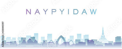Naypyidaw Transparent Layers Gradient Landmarks Skyline