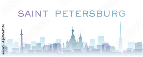 Saint Petersburg Transparent Layers Gradient Landmarks Skyline