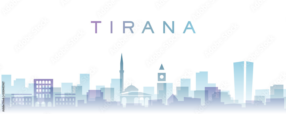 Tirana Transparent Layers Gradient Landmarks Skyline