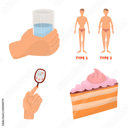 Vector illustration of mellitus and diabetes logo. Set of mellitus and diet vector icon for stock.