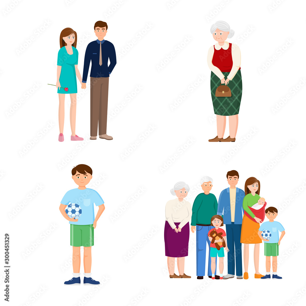 Isolated object of family and people symbol. Collection of family and avatar stock symbol for web.