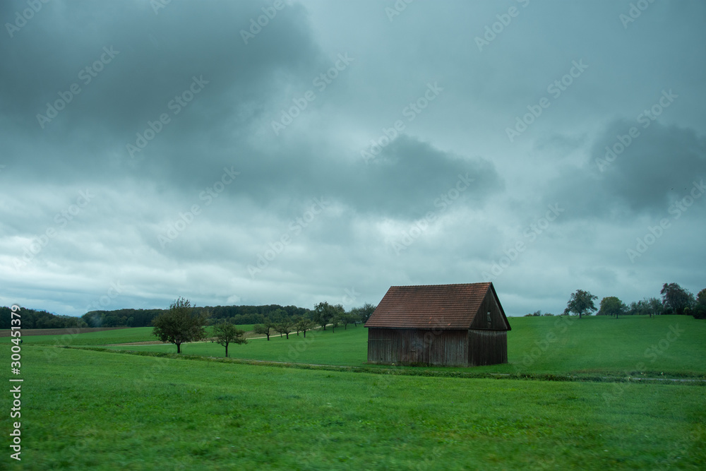 Fototapeta premium wooden cottage on a hill in Germany,2019