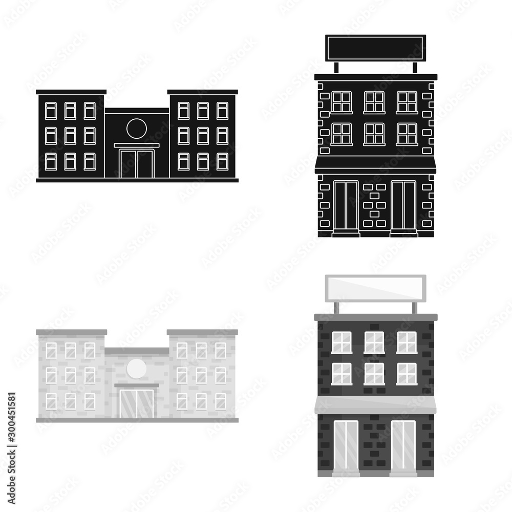 Isolated object of municipal and center sign. Set of municipal and estate vector icon for stock.