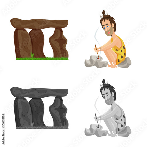 Vector design of evolution and prehistory symbol. Set of evolution and development stock vector illustration.