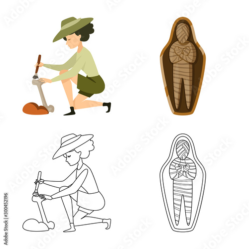 Isolated object of story and items icon. Collection of story and attributes stock vector illustration.