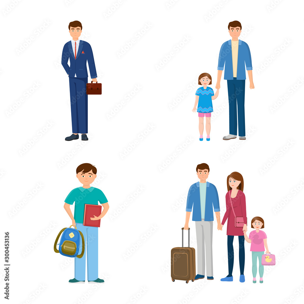 Isolated object of family and people icon. Collection of family and avatar vector icon for stock.