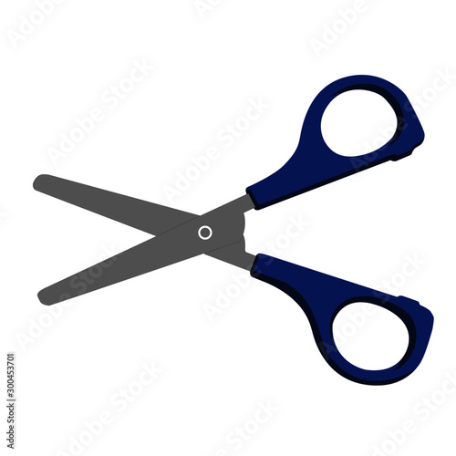 Scissors blue realistic vector illustration isolated