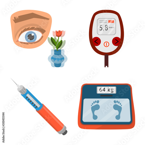 Vector design of mellitus and diabetes icon. Set of mellitus and diet stock symbol for web.