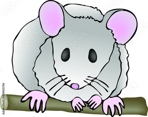 Vector mouse silhouette. Cartoon happy mouse.