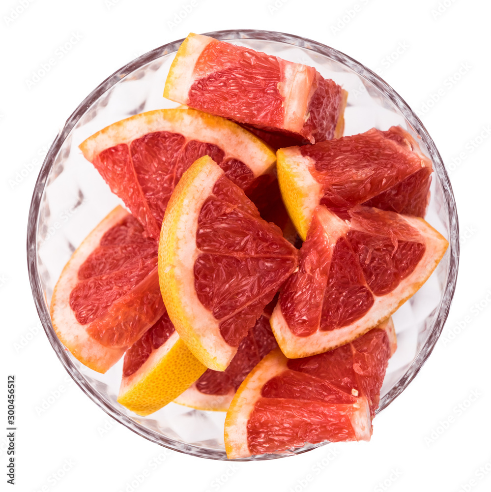 Chopped Grapefruits isolated on white Chopped Grapefruits isolated on white