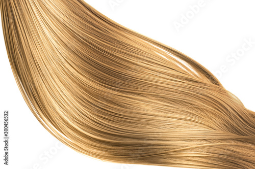 Brown hair wave on white background, isolated. Backdrop for creative