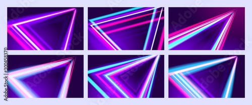 Set of Futuristic abstract colorful vector backgrounds with Glowing electric bright neon lines . Abstract Modern Vector Layout