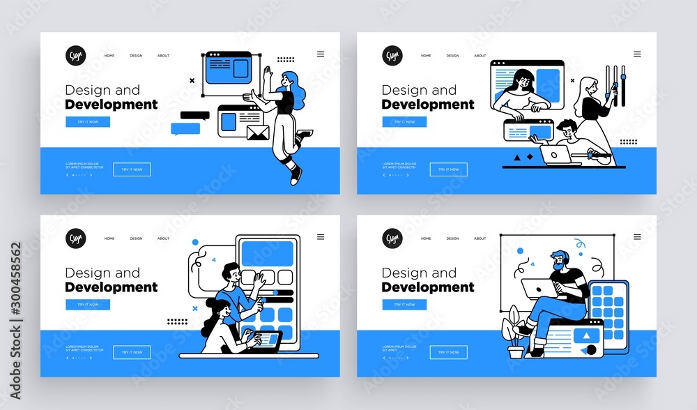 Designing Developing and programming technologies concept. Collection ...