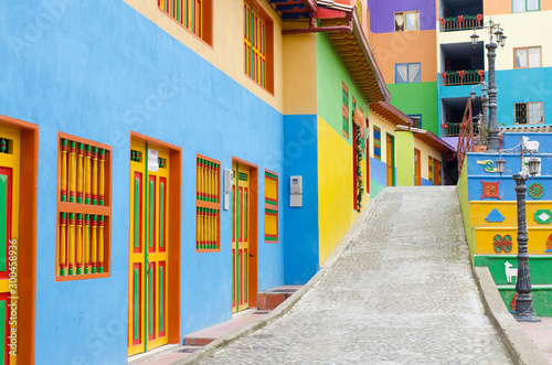 Beautiful and colorful street in Guatape photo