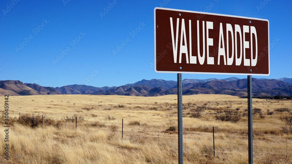 Value added word on road sign