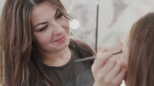 Wallpaper Mural Professional makeup artist woman stirs makeup cream on a palette. Torontodigital.ca