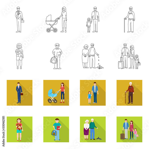 Vector design of character and avatar sign. Set of character and portrait stock symbol for web.