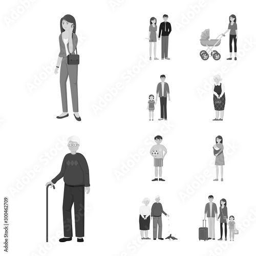 Isolated object of face and portrait sign. Set of face and happy vector icon for stock.