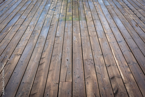 wet wooden floor from the rain