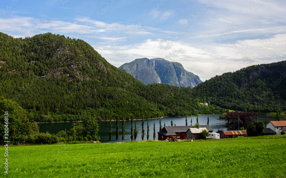 Scenic view of Storfjord shoreline