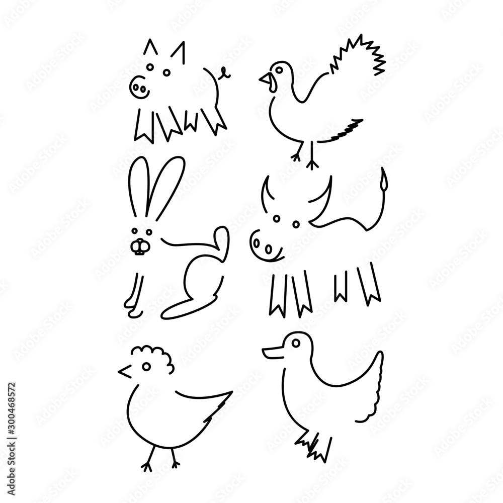 Obraz premium Farm animals icon vector illustration isolated