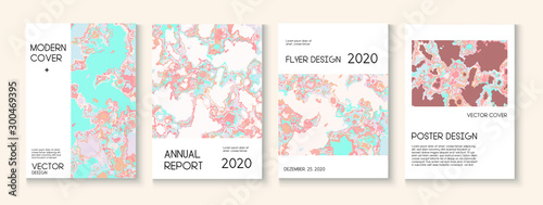 Fluid Paint, Clay Texture Vector Cover Layout. Trendy Magazine, Music Poster Template. Modern Earth Day Ecology Poster