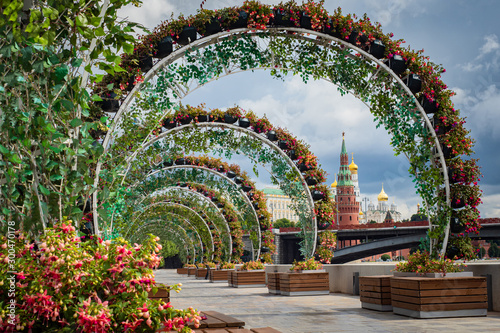Moscow. Arches of flowers a...