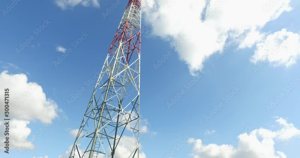 custom made wallpaper toronto digitalVideo of the communication tower from below with white clouds in the background.