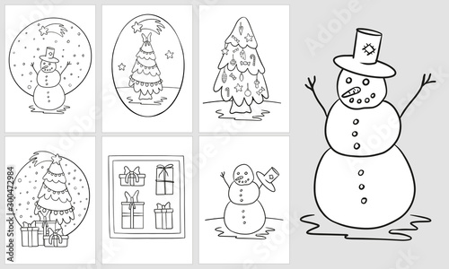 Big set - christmas coloring pages - doodle