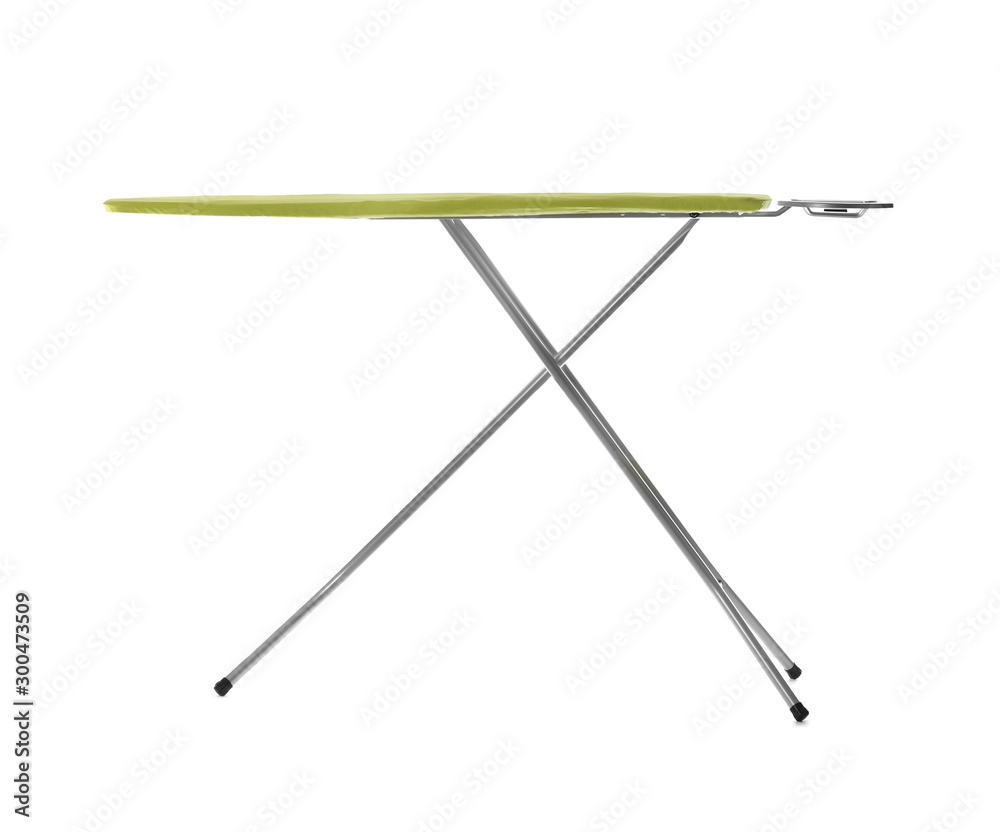 Modern empty ironing board on white background Modern empty ironing board on white background