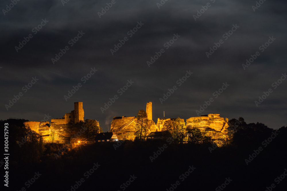 Altdahn Castle on a full moon night,2019,october Altdahn Castle on a full moon night,2019,october