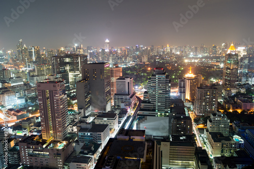 view on skyscrapers of bangkok at night