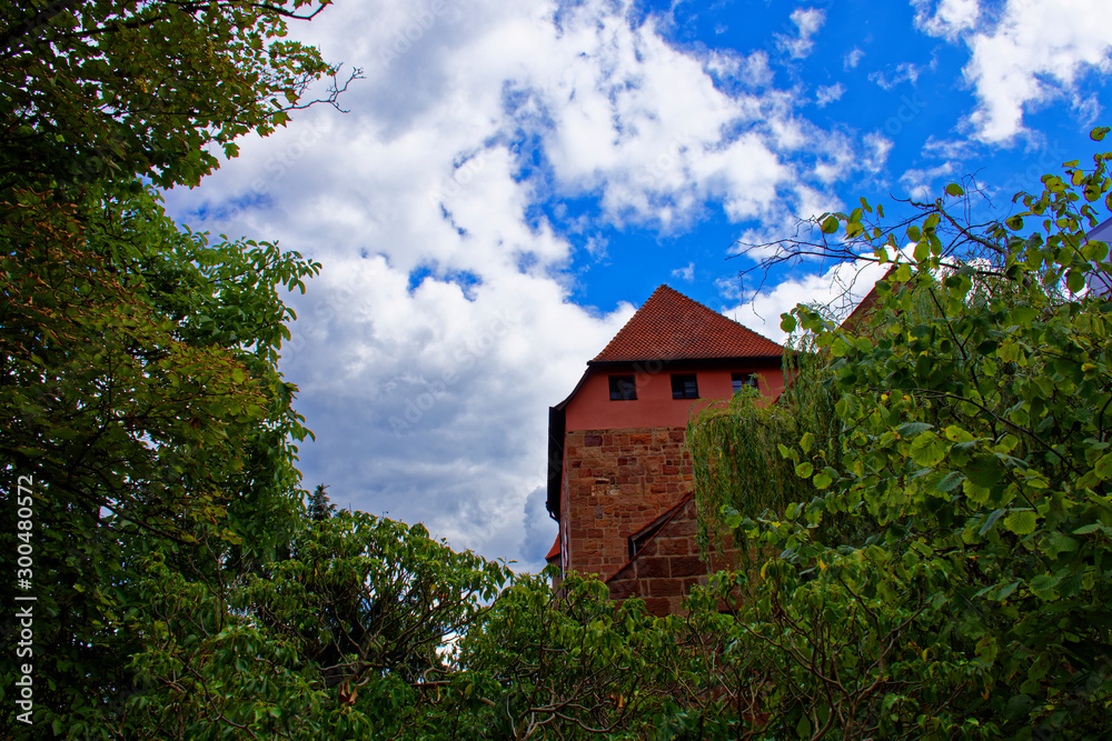 Beautiful sky with clouds over the ancient castle Burg Wernfels Beautiful sky with clouds over the ancient castle Burg Wernfels