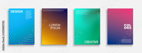 Collection of vector bright abstract contemporary templates, posters, placards, brochures, banners, flyers, backgrounds and etc. Colorful gradient dotted covers - trendy geometric vibrant design