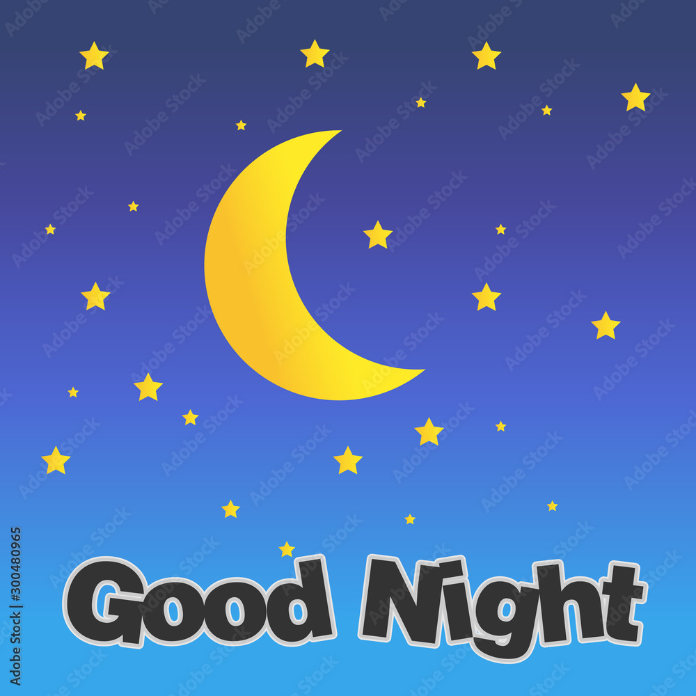 Naklejka premium Good Night. Hand drawn typography poster. Card good night vector image